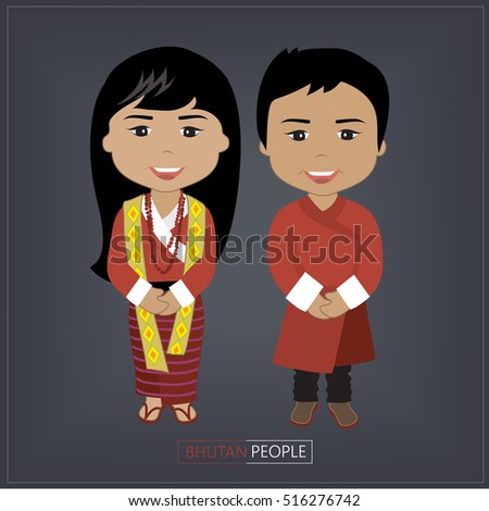 Bhutanese National Dress Flag Man Woman Stock Vector 450793603 ...