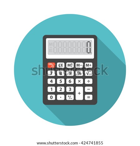 calculator circle vector Design Icon Flat Stock Vector Calculator Long Shadow