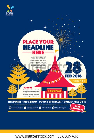 Carnival Theme Template Design Invitation Amusement Stock ...