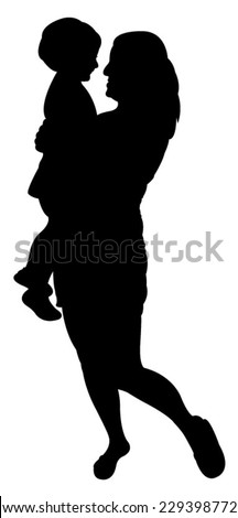 Download Mom Son Together Silhouette Vector Stock Vector 281166464 ...