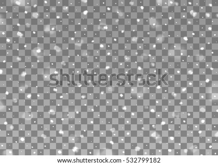 Realistic falling snowflakes. Isolated on transparent background. Vector illustration, eps 10.
