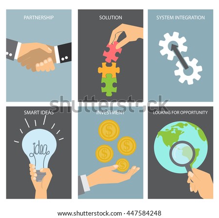 Business Concept Poster Set Flat Designbackground Backdrop Or Layout Template Business Concept Poster Set Flat Designbackground Backdrop Or Layout Template