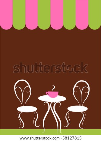 two chairs and table in a coffee shop, vector illustration