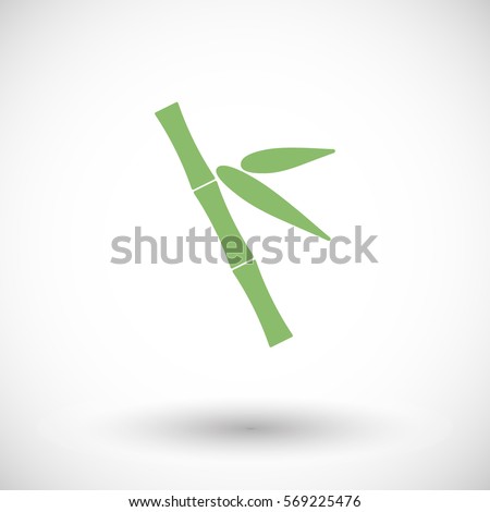 Bamboo icon. Flat design of asian tree branch with round shadow. Vector illustration