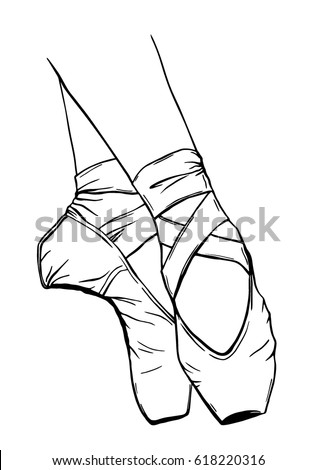 Pointe Shoes Ballet Shoes Vector Handdrawn Stock Vector 446615221