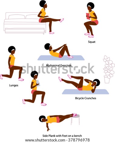 gym vector home Black Stock Home Workout Doing Female Vector Gym 378796978