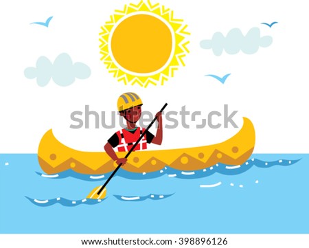 canoe boy vector shutterstock illustration summer camp scout rowing children kayaking vectors