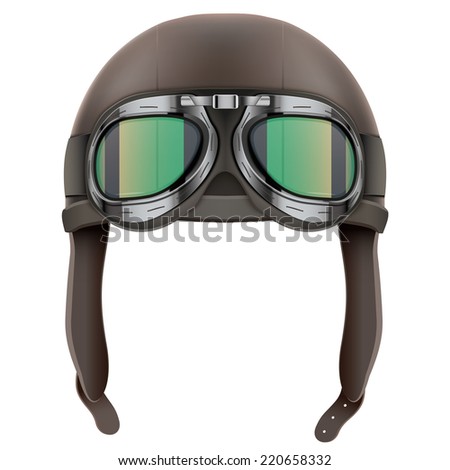 Retro Aviator Pilot Leather Helmet Goggles Stock Vector 203196592 ...