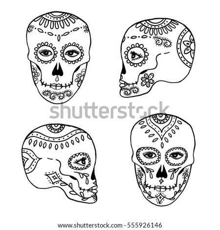 Collection Traditional Mexican Sugar Skulls Day Stock Vector 81704353 ...