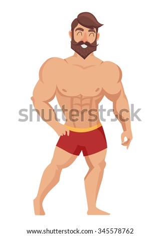 Bodybuilder Cartoon Illustration Lifting Vector Stock Photos, Images ...