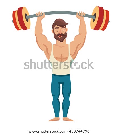 Set Muscular Bearded Mans Vector Illustration Stock Vector 531469528 ...