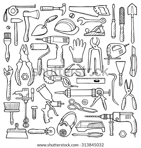 Set Monochrome Vector Carpentry Woodworkers Sawmill Stock Vector ...