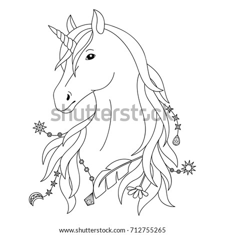 Unicorn Black And White Tattoo Coloring Page