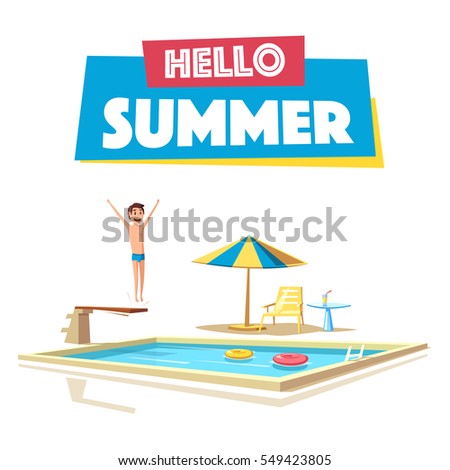 Swimming Pool With A Diving Board Cartoon Vector Illustration Sport And Recreation Preparing Swimming Pool With A Diving Board Cartoon Vector Illustration Sport And Recreation Preparing