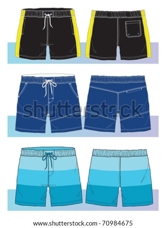 swim shorts for young men - stock vector