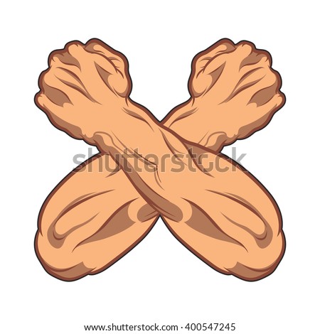 Two Crossed Hands Clenched Into Fist Stock Vector 400547245 - Shutterstock