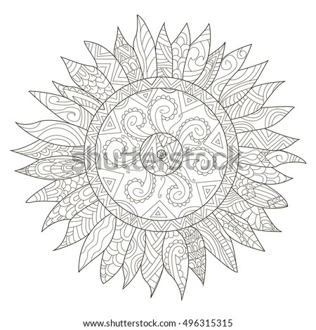Download Mandala Flower Sunflower Coloring Adults Vector Stock ...