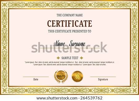gold certificate template