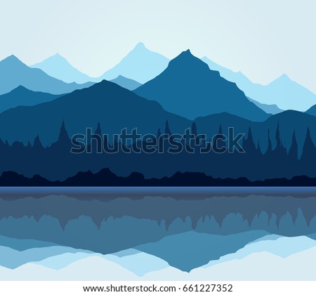 Silhouettes Mountain Design All Elements Rocks Stock Vector 98046029 ...