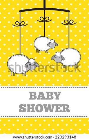Baby Shower Invitation Template Gray Yellow Stock Vector 220293148 Shutterstock Yellow And White Baby Shower Invitation Templates