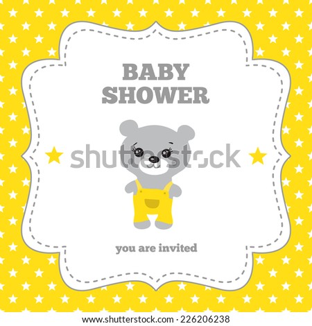 template white and shower invitation baby yellow Yellow Template Vector Baby Shower Invitation Stock Gray