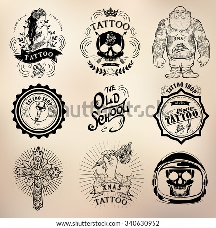 set vector tattoo studio logo templates stock vector 340630952 set vector tattoo studio logo templates stock vector 340630952