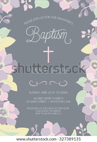 naming ceremony card baby template Christening First Holy Baptism Confirmation Communion