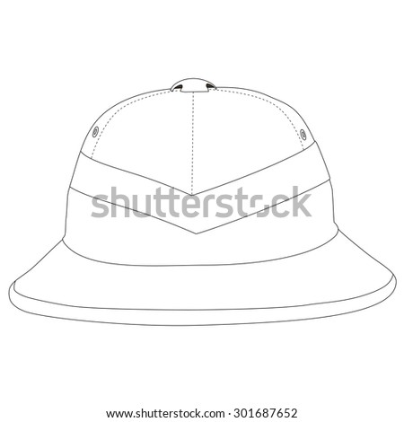 Outline drawing of safari hat. Traveling hat. Explorer hat - stock vector