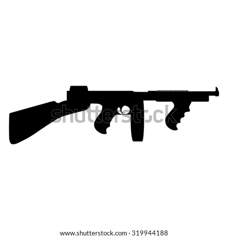 Black Silhouette Automatic Weapon Tommy Gun Stock Vector 319944188 ...