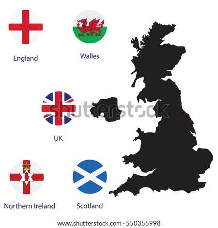 Vector Illustration Round Flags Uk England Stock Vector 550355998 ...