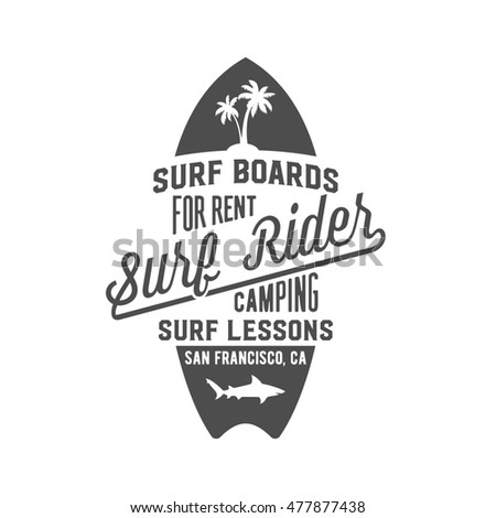 Vintage Surfing Logotype Badge Emblems Surfer Stock ...
