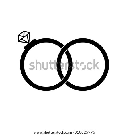 Wedding Rings Diamond Black Silhouette On Stock Vector 314828042 ...