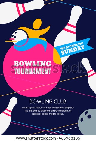 Vector Bowling Tournament Banner Poster Flyer Stock Vector 465968135 Shutterstock Pin Design Template