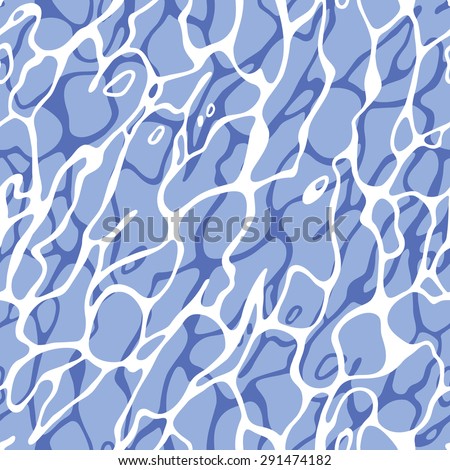 Abstract Blue Water Waves Seamless Pattern. Shiny Vector Background. Illustration of Ocean, Aquarium, Sea, River, Lake or Swimming Pool Clear Water.