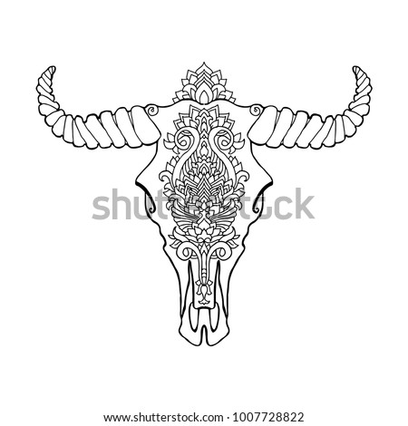 Download Mandala Tattoo Style Dead Cow Head Stock Vector 1007728822 ...