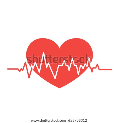 Red Heart Beats Cardiogram On White Stock Vector 153393809 - Shutterstock
