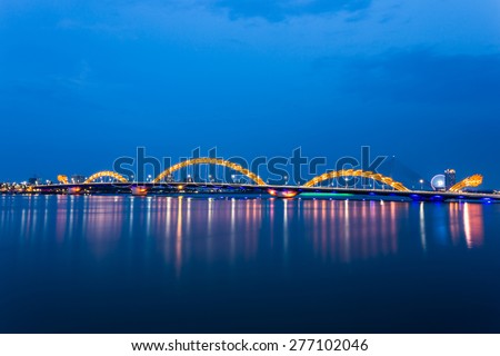 DANANG, VIETNAM, MAY 07, 2015. Dragon River Bridge ( Rong Bridge) in Da Nang, Vietnam