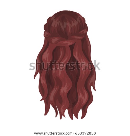 Dark Loose Hair Behindback Hairstyle Single Stock Vector 653392858