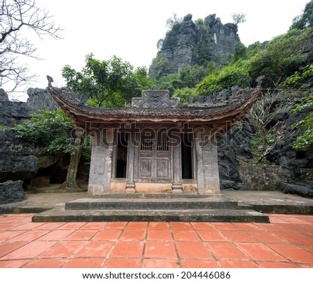 Bich Dong Pagoda in Ninh Binh, Vietnam. Thuong Pagoda (upper pagoda)
