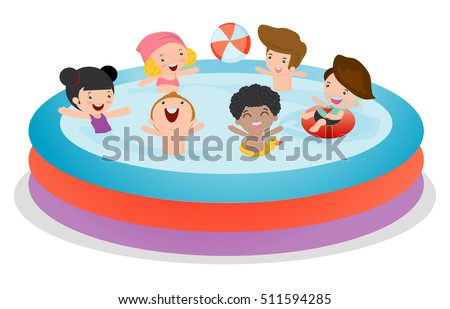 Kids Swimming Pool Children Summer Season Stock Vector 511594285 ...