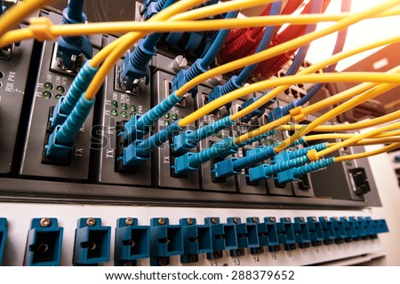 9 switch network ports Optic Connected Cables Optic Stock Photo Ports Fiber