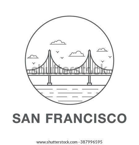 San Francisco Golden Gate Bridge World Famous Stock Vector 387996595 ...