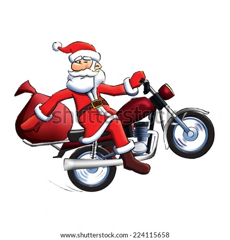 Download Santa Claus Delivers Gifts Riding Motorcycle Stock ...