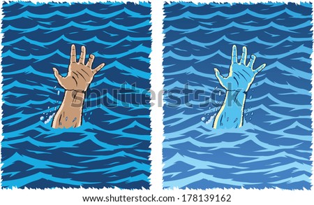 Drowning Hand - stock vector