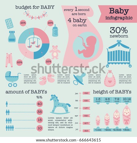 Template Baby Infographic Vector Illustration Stock Vector 666643615 Shutterstock Baby Year Infographic Template