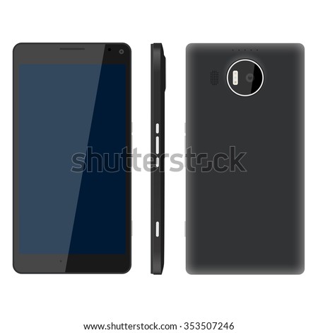 Novosibirsk, Russia - December 5, 2015: Windows Phone Lumia 950, 950XL, issued in October 2015. Operating system Windows 10, AMOLED display 5.7 ", 2560 x 1440 resolution. Novelty. Vector Image