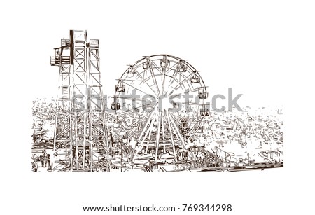 Hand Drawn Sketch Illustration Ferris Wheel Stock Vector 769344298 ...