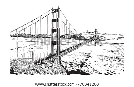 Sketch Golden Gate Bridge San Francisco Stock Vector 770841208 ...