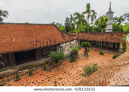 BAC NINH, VIETNAM - JULY 25, 2015 - But Thap pagoda, a grandiose architecture representing high spiritual values of human life