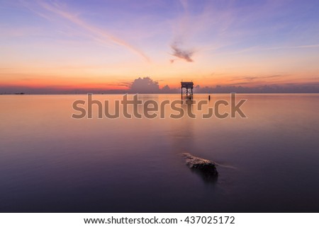 GO CONG, VIETNAM - AUGUST 30, 2015 - The sunrise on Tan Thanh beach, Go Cong, Tien Giang province, Vietnam